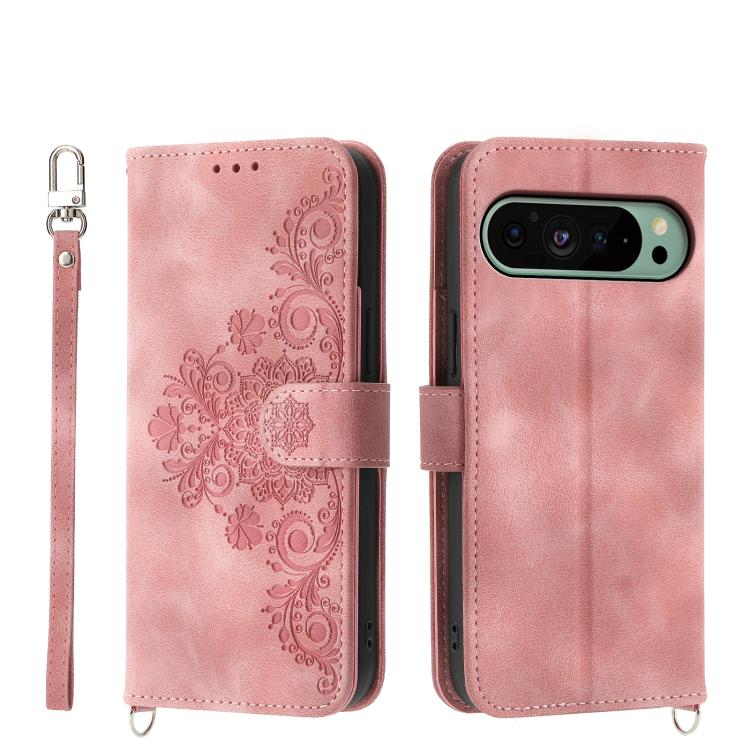 Skin Feel Flowers Embossed Wallet Leather Phone Case, For Google Pixel 11 Pro XL, For Google Pixel 11 / Pixel 11 Pro, For Google Pixel 10a, For Google Pixel 9a, For Google Pixel 9 Pro, For Google Pixel 9, For Google Pixel 8a
