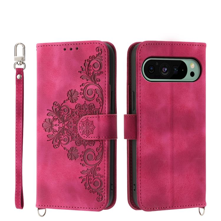Skin Feel Flowers Embossed Wallet Leather Phone Case, For Google Pixel 11 Pro XL, For Google Pixel 11 / Pixel 11 Pro, For Google Pixel 10a, For Google Pixel 9a, For Google Pixel 9 Pro, For Google Pixel 9, For Google Pixel 8a