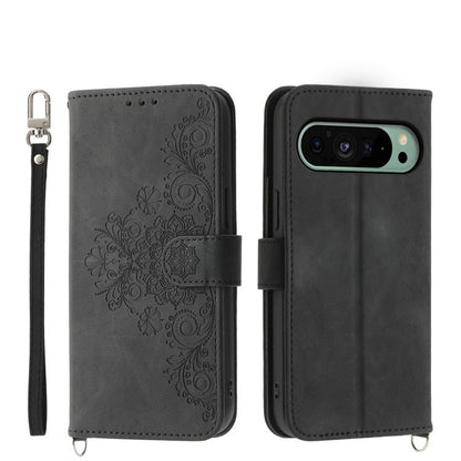 Skin Feel Flowers Embossed Wallet Leather Phone Case, For Google Pixel 11 Pro XL, For Google Pixel 11 / Pixel 11 Pro, For Google Pixel 10a, For Google Pixel 9a, For Google Pixel 9 Pro, For Google Pixel 9, For Google Pixel 8a