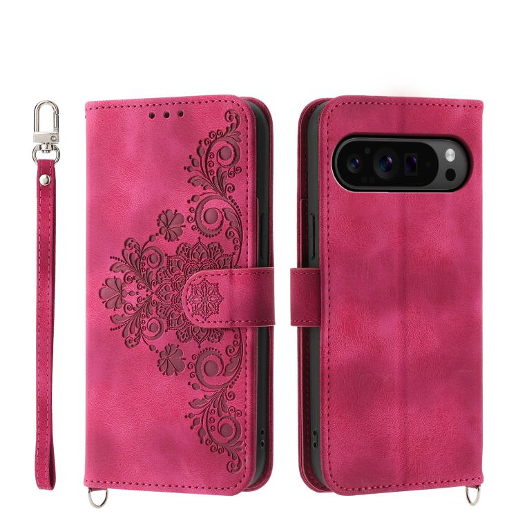 Skin Feel Flowers Embossed Wallet Leather Phone Case, For Google Pixel 11 Pro XL, For Google Pixel 11 / Pixel 11 Pro, For Google Pixel 10a, For Google Pixel 9a, For Google Pixel 9 Pro, For Google Pixel 9, For Google Pixel 8a