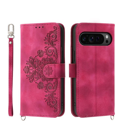 Skin Feel Flowers Embossed Wallet Leather Phone Case, For Google Pixel 11 Pro XL, For Google Pixel 11 / Pixel 11 Pro, For Google Pixel 10a, For Google Pixel 9a, For Google Pixel 9 Pro, For Google Pixel 9, For Google Pixel 8a