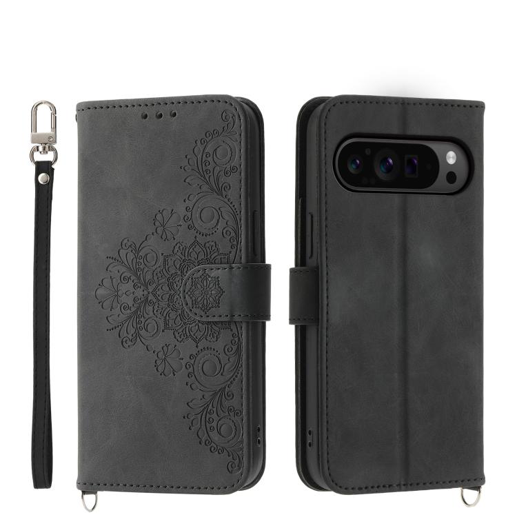 Skin Feel Flowers Embossed Wallet Leather Phone Case, For Google Pixel 11 Pro XL, For Google Pixel 11 / Pixel 11 Pro, For Google Pixel 10a, For Google Pixel 9a, For Google Pixel 9 Pro, For Google Pixel 9, For Google Pixel 8a
