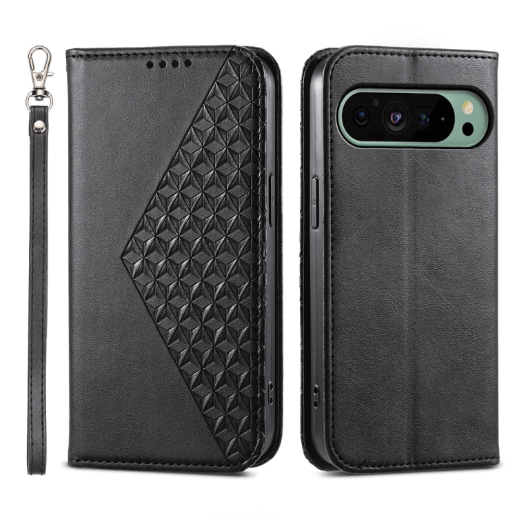 Cubic Grid Calf Texture Magnetic Leather Phone Case, For Google Pixel 11 Pro XL, For Google Pixel 11 / Pixel 11 Pro, For Google Pixel 10a, For Google Pixel 9a, For Google Pixel 9 Pro, For Google Pixel 9, For Google Pixel 8a