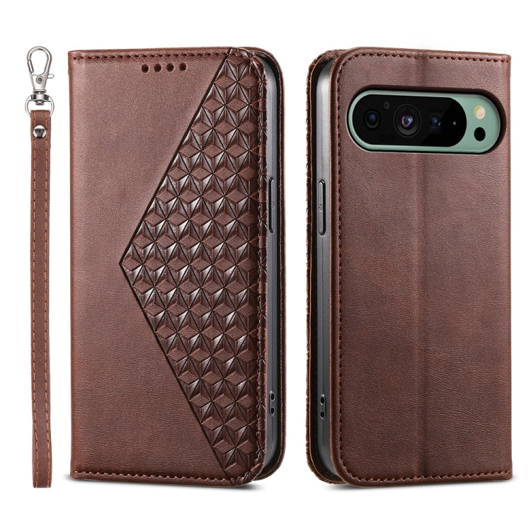 Cubic Grid Calf Texture Magnetic Leather Phone Case, For Google Pixel 11 Pro XL, For Google Pixel 11 / Pixel 11 Pro, For Google Pixel 10a, For Google Pixel 9a, For Google Pixel 9 Pro, For Google Pixel 9, For Google Pixel 8a