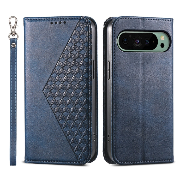 Cubic Grid Calf Texture Magnetic Leather Phone Case, For Google Pixel 11 Pro XL, For Google Pixel 11 / Pixel 11 Pro, For Google Pixel 10a, For Google Pixel 9a, For Google Pixel 9 Pro, For Google Pixel 9, For Google Pixel 8a