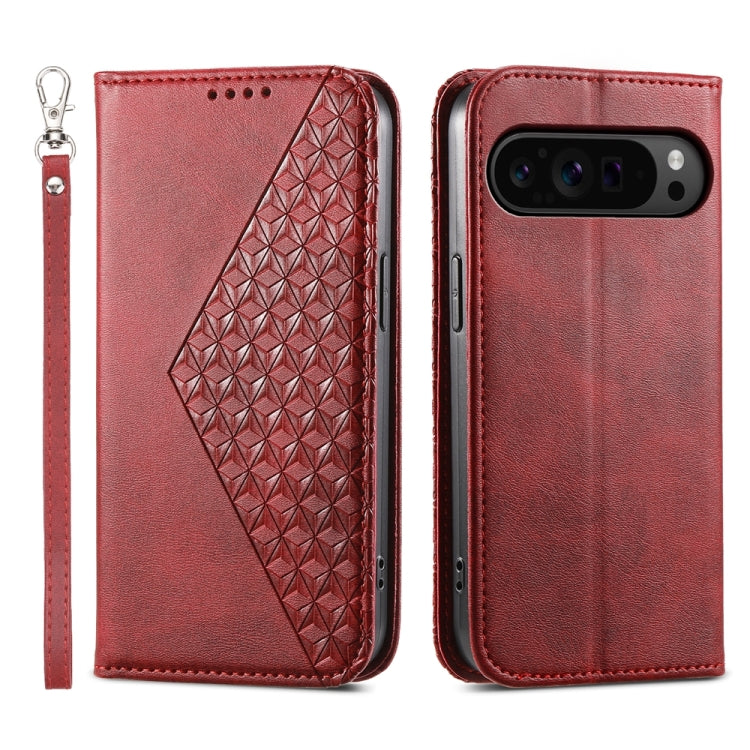 Cubic Grid Calf Texture Magnetic Leather Phone Case, For Google Pixel 11 Pro XL, For Google Pixel 11 / Pixel 11 Pro, For Google Pixel 10a, For Google Pixel 9a, For Google Pixel 9 Pro, For Google Pixel 9, For Google Pixel 8a