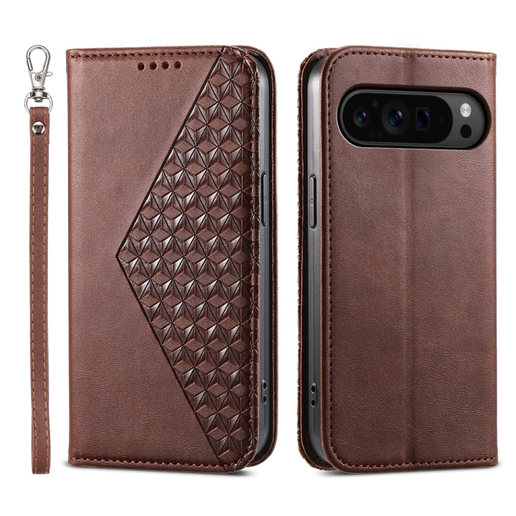 Cubic Grid Calf Texture Magnetic Leather Phone Case, For Google Pixel 11 Pro XL, For Google Pixel 11 / Pixel 11 Pro, For Google Pixel 10a, For Google Pixel 9a, For Google Pixel 9 Pro, For Google Pixel 9, For Google Pixel 8a