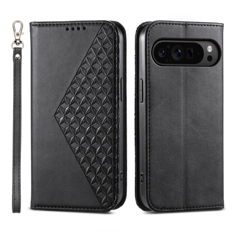Cubic Grid Calf Texture Magnetic Leather Phone Case, For Google Pixel 11 Pro XL, For Google Pixel 11 / Pixel 11 Pro, For Google Pixel 10a, For Google Pixel 9a, For Google Pixel 9 Pro, For Google Pixel 9, For Google Pixel 8a