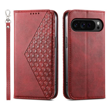 Cubic Grid Calf Texture Magnetic Leather Phone Case, For Google Pixel 11 Pro XL, For Google Pixel 11 / Pixel 11 Pro, For Google Pixel 10a, For Google Pixel 9a, For Google Pixel 9 Pro, For Google Pixel 9, For Google Pixel 8a