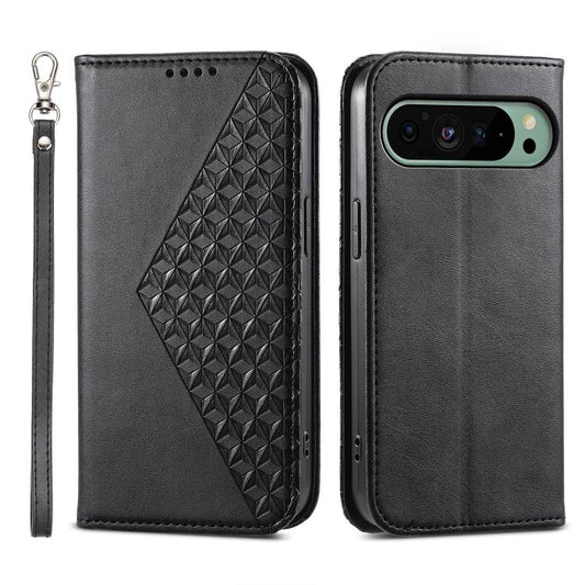 Cubic Grid Calf Texture Magnetic Leather Phone Case, For Google Pixel 11 Pro XL, For Google Pixel 11 / Pixel 11 Pro, For Google Pixel 10a, For Google Pixel 9a, For Google Pixel 9 Pro, For Google Pixel 9, For Google Pixel 8a