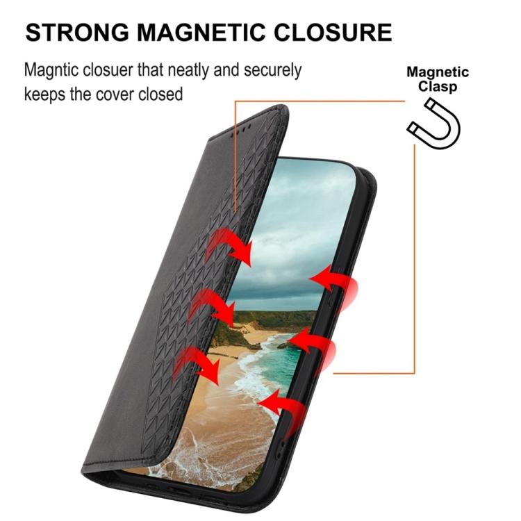 Cubic Grid Calf Texture Magnetic Leather Phone Case, For Google Pixel 11 Pro XL, For Google Pixel 11 / Pixel 11 Pro, For Google Pixel 10a, For Google Pixel 9a, For Google Pixel 9 Pro, For Google Pixel 9, For Google Pixel 8a