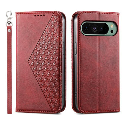 Cubic Grid Calf Texture Magnetic Leather Phone Case, For Google Pixel 11 Pro XL, For Google Pixel 11 / Pixel 11 Pro, For Google Pixel 10a, For Google Pixel 9a, For Google Pixel 9 Pro, For Google Pixel 9, For Google Pixel 8a