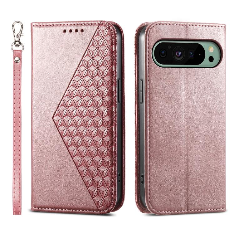 Cubic Grid Calf Texture Magnetic Leather Phone Case, For Google Pixel 11 Pro XL, For Google Pixel 11 / Pixel 11 Pro, For Google Pixel 10a, For Google Pixel 9a, For Google Pixel 9 Pro, For Google Pixel 9, For Google Pixel 8a