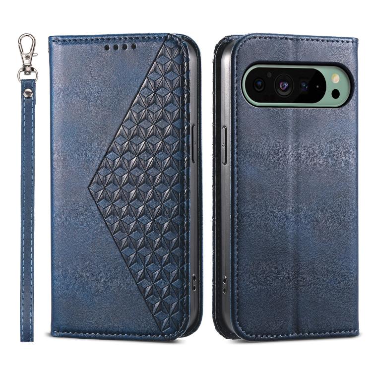 Cubic Grid Calf Texture Magnetic Leather Phone Case, For Google Pixel 11 Pro XL, For Google Pixel 11 / Pixel 11 Pro, For Google Pixel 10a, For Google Pixel 9a, For Google Pixel 9 Pro, For Google Pixel 9, For Google Pixel 8a