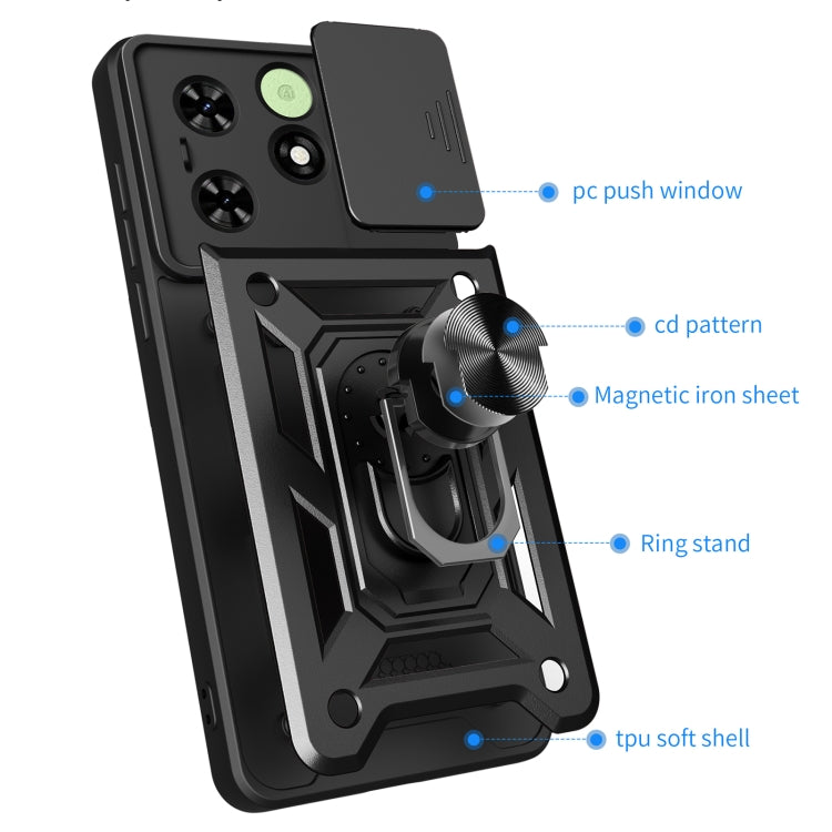 Sliding Camera Cover Design TPU+PC Phone Case, For Tecno Spark 50 4G, For Tecno Camon 50 Pro 4G, For Tecno Spark 40 Pro+ 4G, For Tecno Spark 40 Pro 4G, For Tecno Pova 7 4G, For Tecno Camon 40 Pro 4G, For Tecno Camon 40 Premier, For Tecno Camon 30S     ...