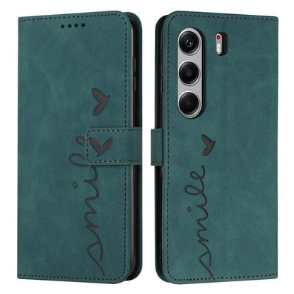 Skin Feel Heart Embossed Leather Phone Case with Long Lanyard, For Tecno Spark 50 5G, For Tenco Pova Slim 5G, For Tecno Spark 40C, For Tecno Pova 7 Pro 5G, For Tecno Pova 7 5G, For Tecno Spark 40 Pro+ 4G, For Tecno Spark 40 Pro 4G, For Tecno Spark 40 4...