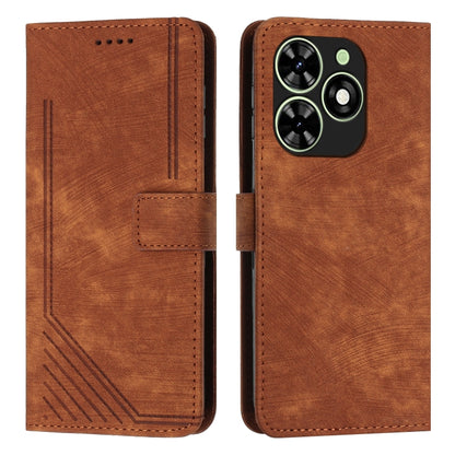 Skin Feel Stripe Pattern Leather Phone Case with Lanyard, For Tecno Camon 40 Pro 5G, For Tecno Spark 30C 5G / Pop 9 5G, For Tecno Camon 30S, For Tecno Spark 30 Pro, For Tecno Spark 30 5G, For Tecno Spark 30 4G, For Tecno Spark Go 5G 2025 Global        ...