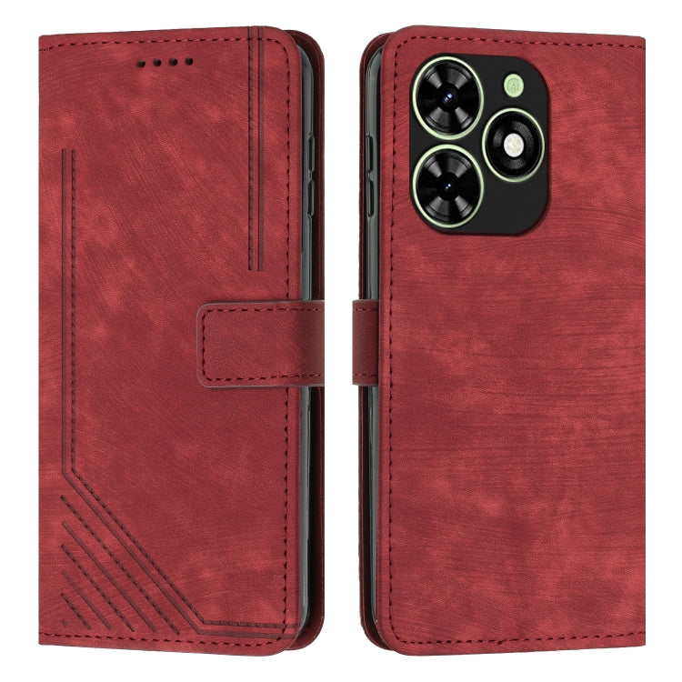 Skin Feel Stripe Pattern Leather Phone Case with Lanyard, For Tecno Camon 40 Pro 5G, For Tecno Spark 30C 5G / Pop 9 5G, For Tecno Camon 30S, For Tecno Spark 30 Pro, For Tecno Spark 30 5G, For Tecno Spark 30 4G, For Tecno Spark Go 5G 2025 Global        ...
