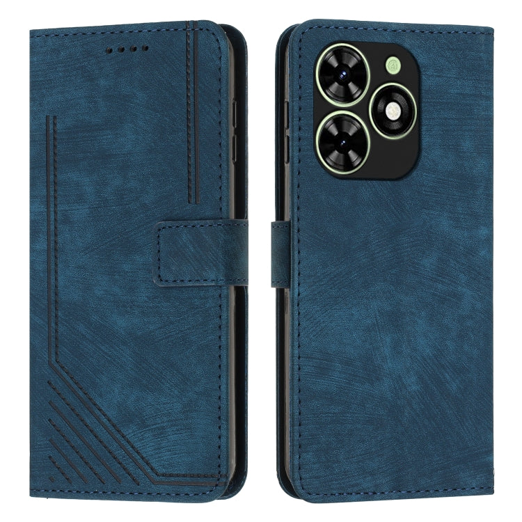 Skin Feel Stripe Pattern Leather Phone Case with Lanyard, For Tecno Camon 40 Pro 5G, For Tecno Spark 30C 5G / Pop 9 5G, For Tecno Camon 30S, For Tecno Spark 30 Pro, For Tecno Spark 30 5G, For Tecno Spark 30 4G, For Tecno Spark Go 5G 2025 Global        ...