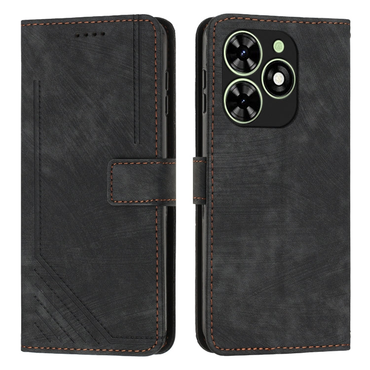 Skin Feel Stripe Pattern Leather Phone Case with Lanyard, For Tecno Camon 40 Pro 5G, For Tecno Spark 30C 5G / Pop 9 5G, For Tecno Camon 30S, For Tecno Spark 30 Pro, For Tecno Spark 30 5G, For Tecno Spark 30 4G, For Tecno Spark Go 5G 2025 Global        ...