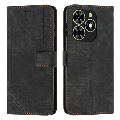 Skin Feel Stripe Pattern Leather Phone Case with Lanyard, For Tecno Camon 40 Pro 5G, For Tecno Spark 30C 5G / Pop 9 5G, For Tecno Camon 30S, For Tecno Spark 30 Pro, For Tecno Spark 30 5G, For Tecno Spark 30 4G, For Tecno Spark Go 5G 2025 Global        ...