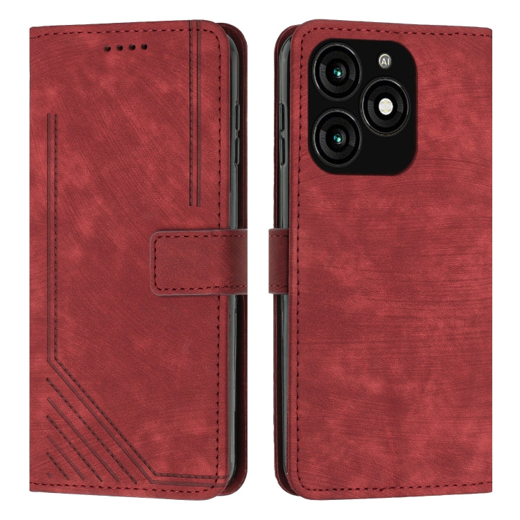 Skin Feel Stripe Pattern Leather Phone Case with Lanyard, For Tecno Camon 40 Pro 5G, For Tecno Spark 30C 5G / Pop 9 5G, For Tecno Camon 30S, For Tecno Spark 30 Pro, For Tecno Spark 30 5G, For Tecno Spark 30 4G, For Tecno Spark Go 5G 2025 Global        ...