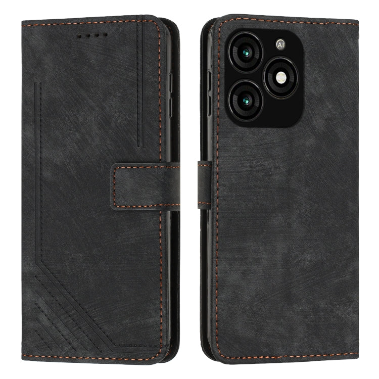 Skin Feel Stripe Pattern Leather Phone Case with Lanyard, For Tecno Camon 40 Pro 5G, For Tecno Spark 30C 5G / Pop 9 5G, For Tecno Camon 30S, For Tecno Spark 30 Pro, For Tecno Spark 30 5G, For Tecno Spark 30 4G, For Tecno Spark Go 5G 2025 Global        ...