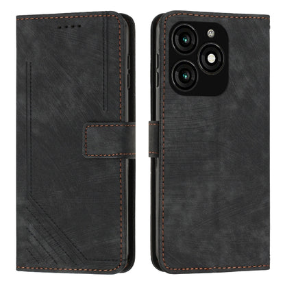 Skin Feel Stripe Pattern Leather Phone Case with Lanyard, For Tecno Camon 40 Pro 5G, For Tecno Spark 30C 5G / Pop 9 5G, For Tecno Camon 30S, For Tecno Spark 30 Pro, For Tecno Spark 30 5G, For Tecno Spark 30 4G, For Tecno Spark Go 5G 2025 Global        ...