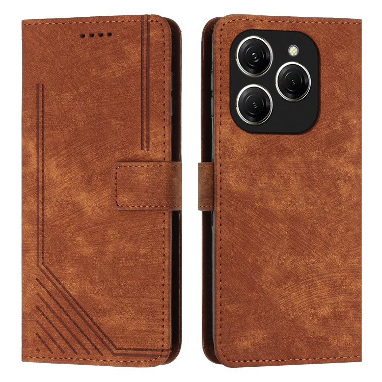 Skin Feel Stripe Pattern Leather Phone Case with Lanyard, For Tecno Camon 40 Pro 5G, For Tecno Spark 30C 5G / Pop 9 5G, For Tecno Camon 30S, For Tecno Spark 30 Pro, For Tecno Spark 30 5G, For Tecno Spark 30 4G, For Tecno Spark Go 5G 2025 Global        ...