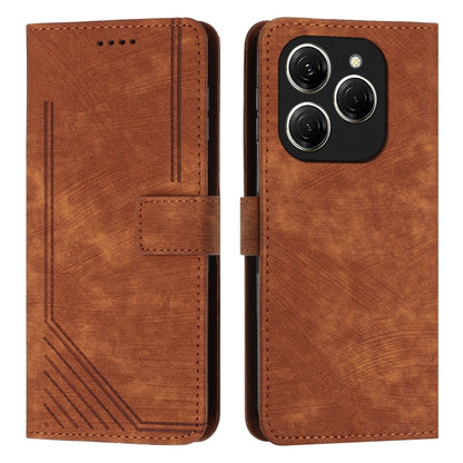 Skin Feel Stripe Pattern Leather Phone Case with Lanyard, For Tecno Camon 40 Pro 5G, For Tecno Spark 30C 5G / Pop 9 5G, For Tecno Camon 30S, For Tecno Spark 30 Pro, For Tecno Spark 30 5G, For Tecno Spark 30 4G, For Tecno Spark Go 5G 2025 Global        ...