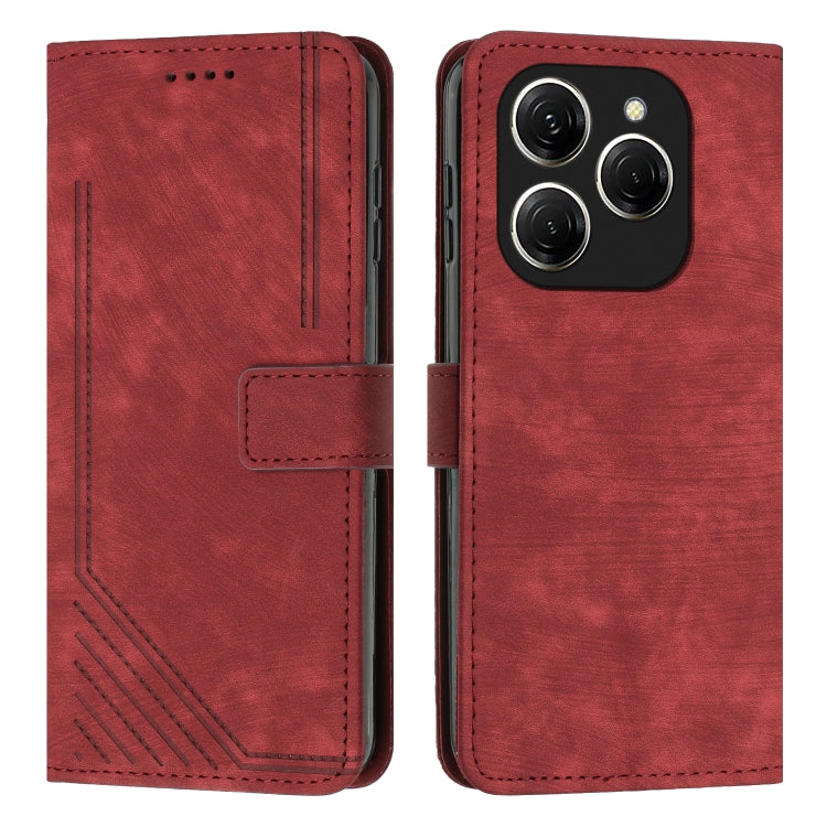 Skin Feel Stripe Pattern Leather Phone Case with Lanyard, For Tecno Camon 40 Pro 5G, For Tecno Spark 30C 5G / Pop 9 5G, For Tecno Camon 30S, For Tecno Spark 30 Pro, For Tecno Spark 30 5G, For Tecno Spark 30 4G, For Tecno Spark Go 5G 2025 Global        ...