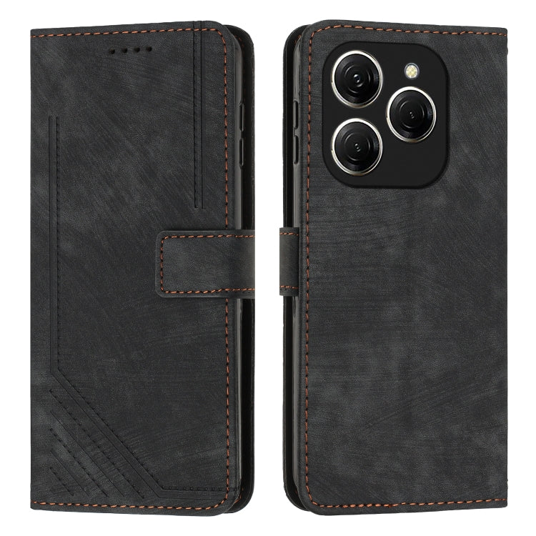 Skin Feel Stripe Pattern Leather Phone Case with Lanyard, For Tecno Camon 40 Pro 5G, For Tecno Spark 30C 5G / Pop 9 5G, For Tecno Camon 30S, For Tecno Spark 30 Pro, For Tecno Spark 30 5G, For Tecno Spark 30 4G, For Tecno Spark Go 5G 2025 Global        ...
