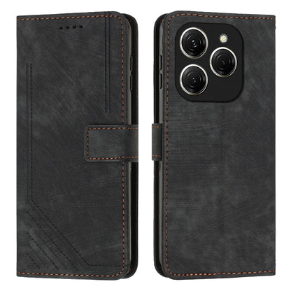 Skin Feel Stripe Pattern Leather Phone Case with Lanyard, For Tecno Camon 40 Pro 5G, For Tecno Spark 30C 5G / Pop 9 5G, For Tecno Camon 30S, For Tecno Spark 30 Pro, For Tecno Spark 30 5G, For Tecno Spark 30 4G, For Tecno Spark Go 5G 2025 Global        ...