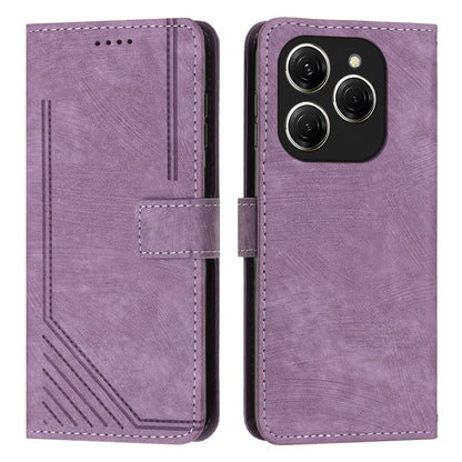 Skin Feel Stripe Pattern Leather Phone Case with Lanyard, For Tecno Camon 40 Pro 5G, For Tecno Spark 30C 5G / Pop 9 5G, For Tecno Camon 30S, For Tecno Spark 30 Pro, For Tecno Spark 30 5G, For Tecno Spark 30 4G, For Tecno Spark Go 5G 2025 Global        ...