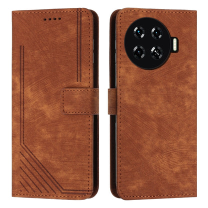 Skin Feel Stripe Pattern Leather Phone Case with Lanyard, For Tecno Camon 40 Pro 5G, For Tecno Spark 30C 5G / Pop 9 5G, For Tecno Camon 30S, For Tecno Spark 30 Pro, For Tecno Spark 30 5G, For Tecno Spark 30 4G, For Tecno Spark Go 5G 2025 Global        ...