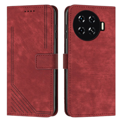 Skin Feel Stripe Pattern Leather Phone Case with Lanyard, For Tecno Camon 40 Pro 5G, For Tecno Spark 30C 5G / Pop 9 5G, For Tecno Camon 30S, For Tecno Spark 30 Pro, For Tecno Spark 30 5G, For Tecno Spark 30 4G, For Tecno Spark Go 5G 2025 Global        ...