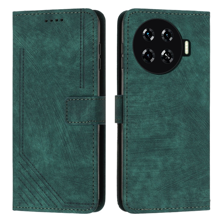 Skin Feel Stripe Pattern Leather Phone Case with Lanyard, For Tecno Camon 40 Pro 5G, For Tecno Spark 30C 5G / Pop 9 5G, For Tecno Camon 30S, For Tecno Spark 30 Pro, For Tecno Spark 30 5G, For Tecno Spark 30 4G, For Tecno Spark Go 5G 2025 Global        ...