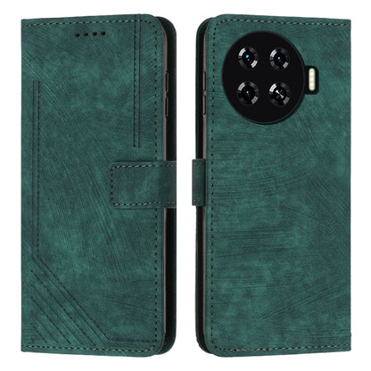 Skin Feel Stripe Pattern Leather Phone Case with Lanyard, For Tecno Camon 40 Pro 5G, For Tecno Spark 30C 5G / Pop 9 5G, For Tecno Camon 30S, For Tecno Spark 30 Pro, For Tecno Spark 30 5G, For Tecno Spark 30 4G, For Tecno Spark Go 5G 2025 Global        ...