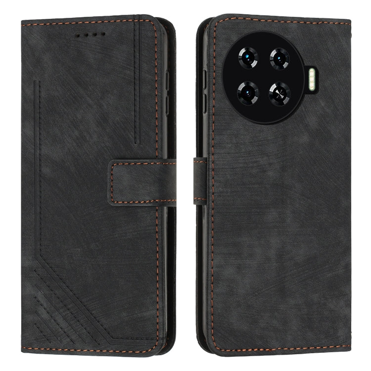 Skin Feel Stripe Pattern Leather Phone Case with Lanyard, For Tecno Camon 40 Pro 5G, For Tecno Spark 30C 5G / Pop 9 5G, For Tecno Camon 30S, For Tecno Spark 30 Pro, For Tecno Spark 30 5G, For Tecno Spark 30 4G, For Tecno Spark Go 5G 2025 Global        ...