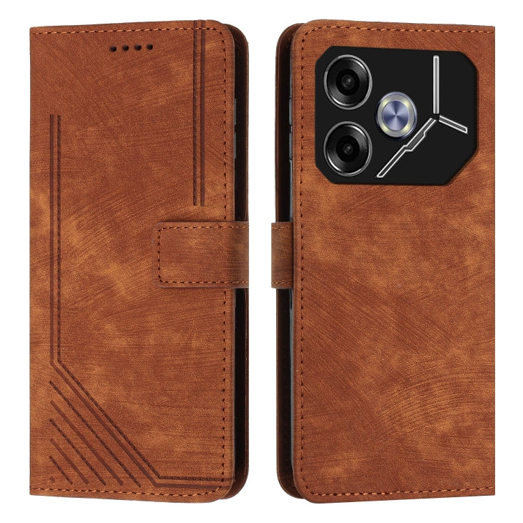 Skin Feel Stripe Pattern Leather Phone Case with Lanyard, For Tecno Camon 40 Pro 5G, For Tecno Spark 30C 5G / Pop 9 5G, For Tecno Camon 30S, For Tecno Spark 30 Pro, For Tecno Spark 30 5G, For Tecno Spark 30 4G, For Tecno Spark Go 5G 2025 Global        ...