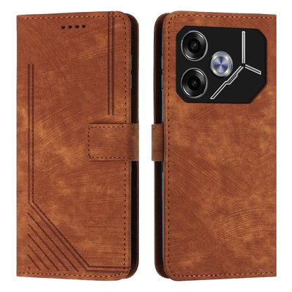 Skin Feel Stripe Pattern Leather Phone Case with Lanyard, For Tecno Camon 40 Pro 5G, For Tecno Spark 30C 5G / Pop 9 5G, For Tecno Camon 30S, For Tecno Spark 30 Pro, For Tecno Spark 30 5G, For Tecno Spark 30 4G, For Tecno Spark Go 5G 2025 Global        ...