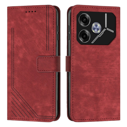 Skin Feel Stripe Pattern Leather Phone Case with Lanyard, For Tecno Camon 40 Pro 5G, For Tecno Spark 30C 5G / Pop 9 5G, For Tecno Camon 30S, For Tecno Spark 30 Pro, For Tecno Spark 30 5G, For Tecno Spark 30 4G, For Tecno Spark Go 5G 2025 Global        ...