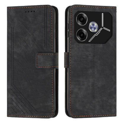 Skin Feel Stripe Pattern Leather Phone Case with Lanyard, For Tecno Camon 40 Pro 5G, For Tecno Spark 30C 5G / Pop 9 5G, For Tecno Camon 30S, For Tecno Spark 30 Pro, For Tecno Spark 30 5G, For Tecno Spark 30 4G, For Tecno Spark Go 5G 2025 Global        ...