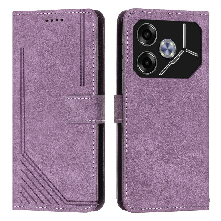 Skin Feel Stripe Pattern Leather Phone Case with Lanyard, For Tecno Camon 40 Pro 5G, For Tecno Spark 30C 5G / Pop 9 5G, For Tecno Camon 30S, For Tecno Spark 30 Pro, For Tecno Spark 30 5G, For Tecno Spark 30 4G, For Tecno Spark Go 5G 2025 Global        ...