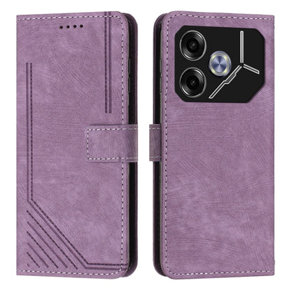 Skin Feel Stripe Pattern Leather Phone Case with Lanyard, For Tecno Camon 40 Pro 5G, For Tecno Spark 30C 5G / Pop 9 5G, For Tecno Camon 30S, For Tecno Spark 30 Pro, For Tecno Spark 30 5G, For Tecno Spark 30 4G, For Tecno Spark Go 5G 2025 Global        ...