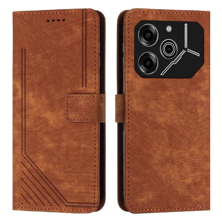 Skin Feel Stripe Pattern Leather Phone Case with Lanyard, For Tecno Camon 40 Pro 5G, For Tecno Spark 30C 5G / Pop 9 5G, For Tecno Camon 30S, For Tecno Spark 30 Pro, For Tecno Spark 30 5G, For Tecno Spark 30 4G, For Tecno Spark Go 5G 2025 Global        ...