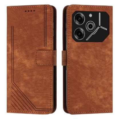 Skin Feel Stripe Pattern Leather Phone Case with Lanyard, For Tecno Camon 40 Pro 5G, For Tecno Spark 30C 5G / Pop 9 5G, For Tecno Camon 30S, For Tecno Spark 30 Pro, For Tecno Spark 30 5G, For Tecno Spark 30 4G, For Tecno Spark Go 5G 2025 Global        ...