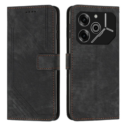 Skin Feel Stripe Pattern Leather Phone Case with Lanyard, For Tecno Camon 40 Pro 5G, For Tecno Spark 30C 5G / Pop 9 5G, For Tecno Camon 30S, For Tecno Spark 30 Pro, For Tecno Spark 30 5G, For Tecno Spark 30 4G, For Tecno Spark Go 5G 2025 Global        ...