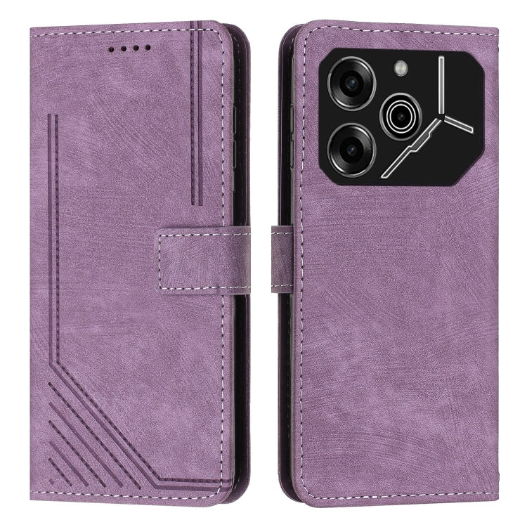 Skin Feel Stripe Pattern Leather Phone Case with Lanyard, For Tecno Camon 40 Pro 5G, For Tecno Spark 30C 5G / Pop 9 5G, For Tecno Camon 30S, For Tecno Spark 30 Pro, For Tecno Spark 30 5G, For Tecno Spark 30 4G, For Tecno Spark Go 5G 2025 Global        ...