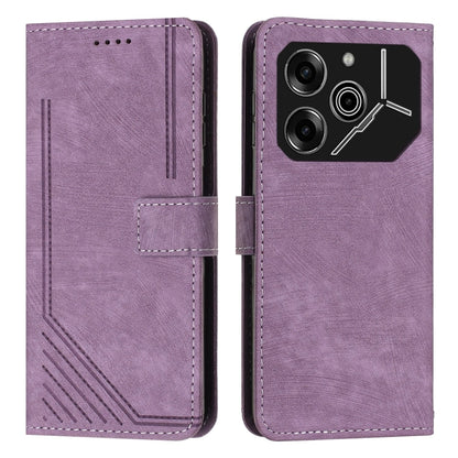 Skin Feel Stripe Pattern Leather Phone Case with Lanyard, For Tecno Camon 40 Pro 5G, For Tecno Spark 30C 5G / Pop 9 5G, For Tecno Camon 30S, For Tecno Spark 30 Pro, For Tecno Spark 30 5G, For Tecno Spark 30 4G, For Tecno Spark Go 5G 2025 Global        ...